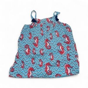Girls Blue and Red Seahorse Print Top size large